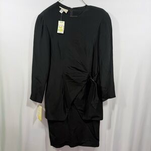 Spenser Jeremy Black Long-Sleeve Knot Detail Dress